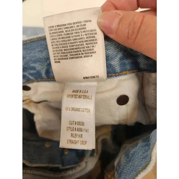 Agolde Straight Crop Distressed Jeans Size 27 Light Wash - Picture 5 of 10